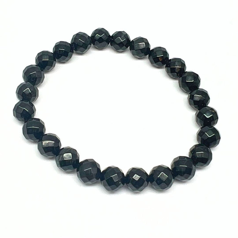 Onyx black, bracelet with faceted crystals 8 mm
