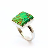 Turquoise, green, with copper in sterling silver size 9 (Copy)