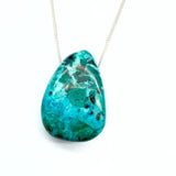 Chrysocolla necklace with silver or gold plated chain