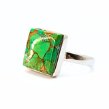 Turquoise, green, with copper in sterling silver size 9 (Copy)