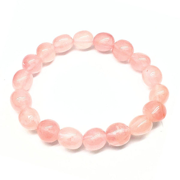 Rosenkvarts trumlat armband AA