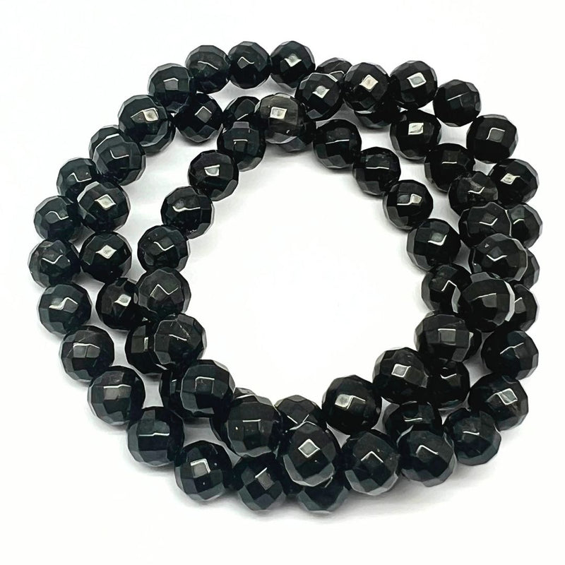 Onyx black, bracelet with faceted crystals 8 mm