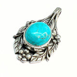 Turquoise mini pendant with smooth silver edge