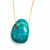 Chrysocolla necklace with silver or gold plated chain