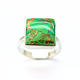 Turquoise, green, with copper in sterling silver size 9 (Copy)