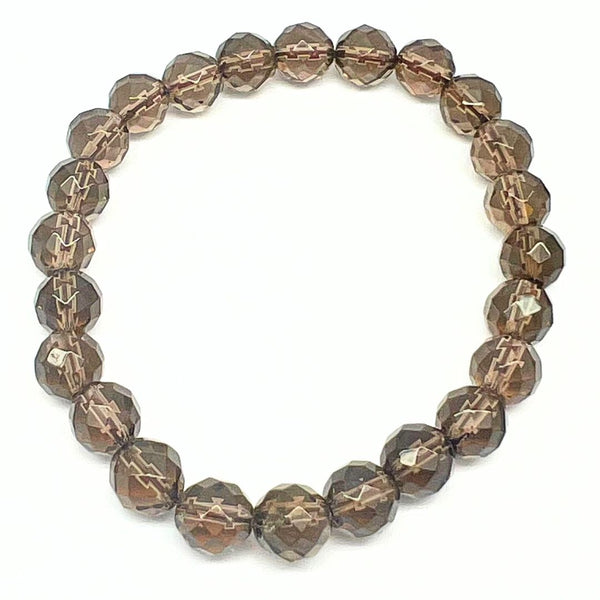 Smoky quartz in AA quality, bracelet with faceted 8 mm crystals
