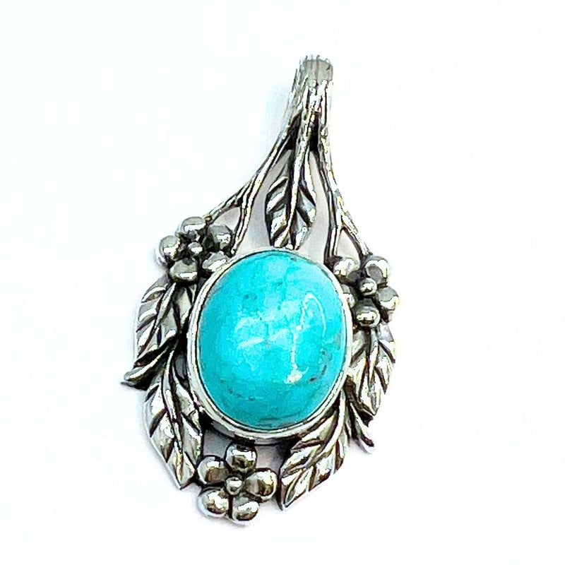 Turquoise mini pendant with smooth silver edge