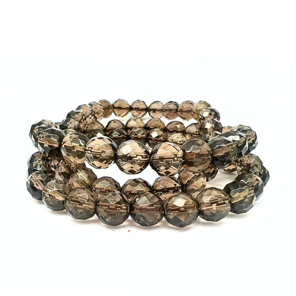 Smoky quartz in AA quality, bracelet with faceted 8 mm crystals