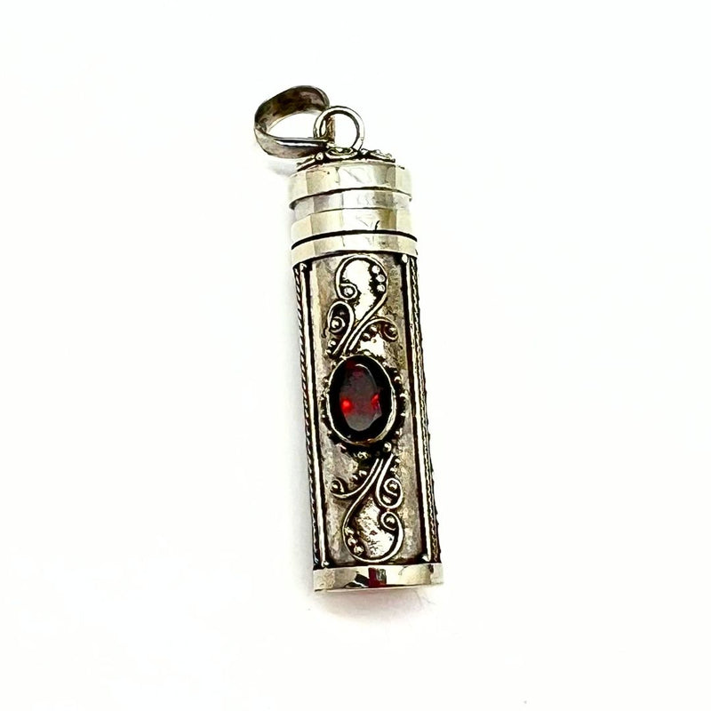 Prayer cylinder, pendant with amethyst