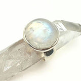 Rainbow pattern stone, smooth ring in sterling silver