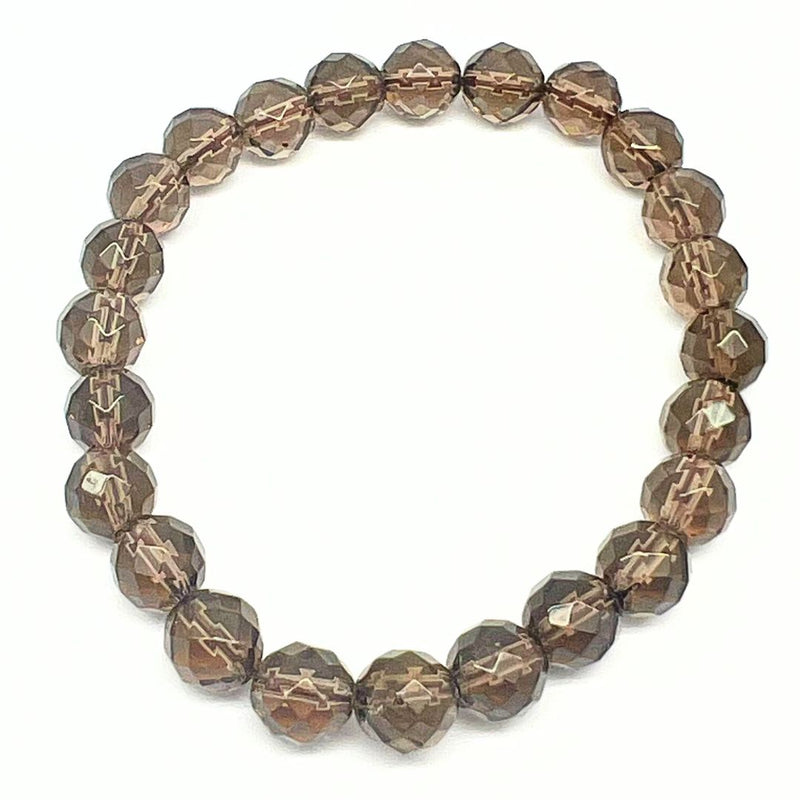 Smoky quartz in AA quality, bracelet with faceted 8 mm crystals