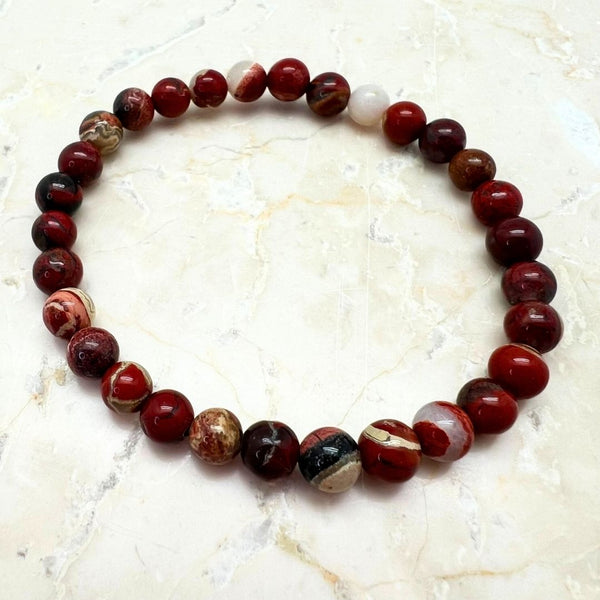 Red jasper bracelet round pearl 8 mm