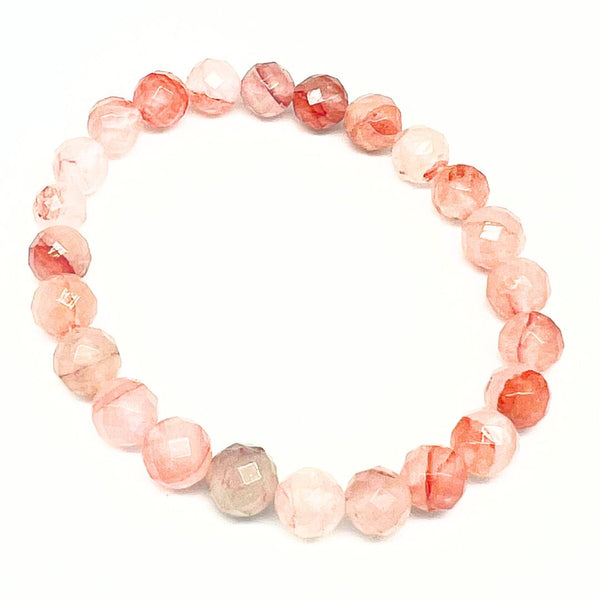 Strawberry quartz, faceted bracelet