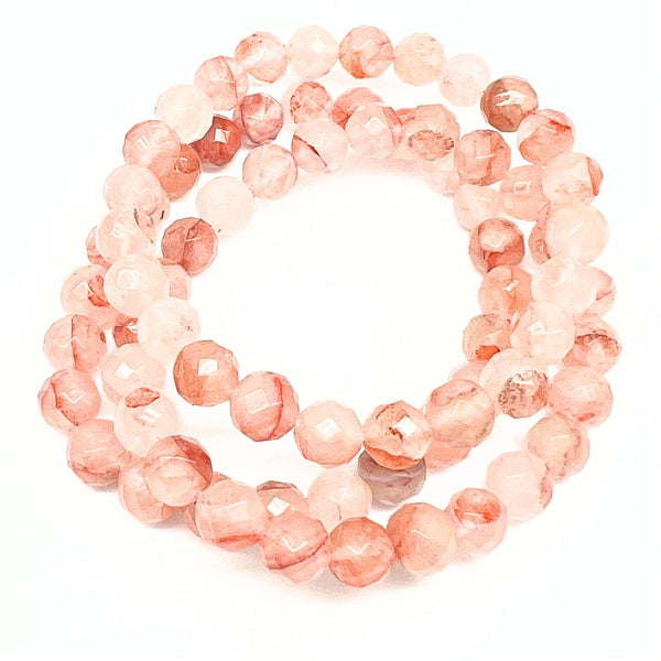 Strawberry quartz, faceted bracelet