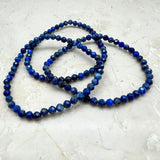 Lapis Lazuli, fasettslipat armband 4 mm