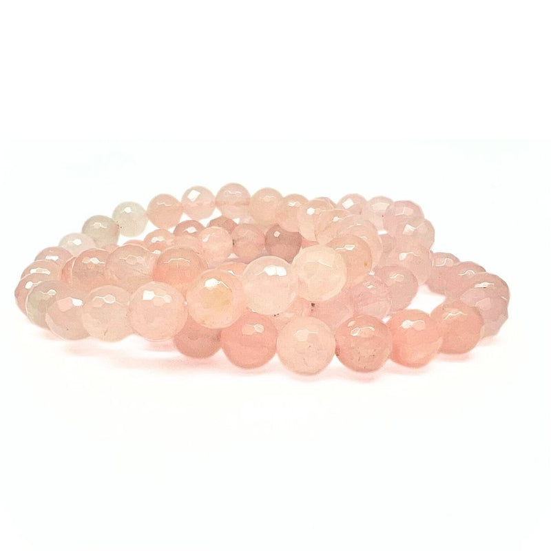 Rosenkvarts, fasettslipat armband