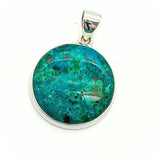 Chrysocolla, silver pendant in top class