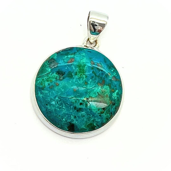 Chrysocolla, silver pendant in top class