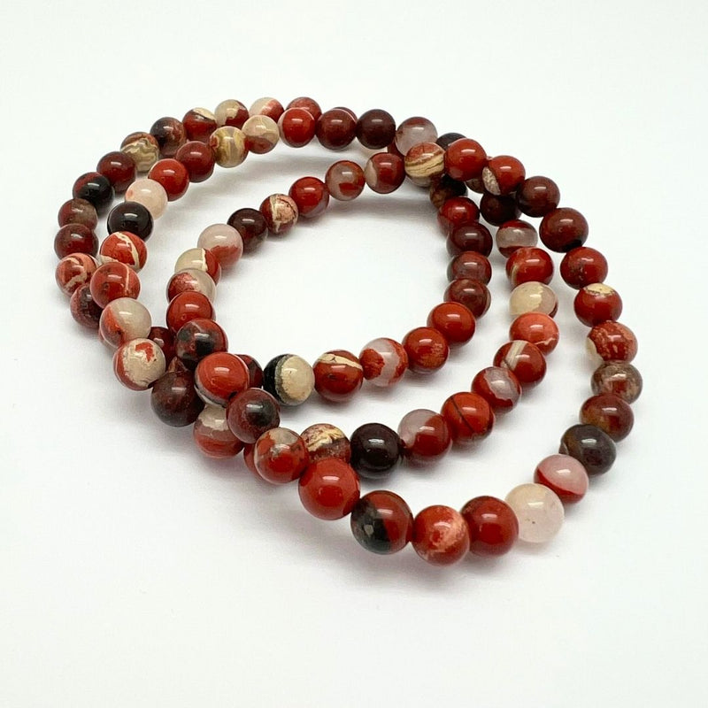 Red jasper bracelet round pearl 8 mm