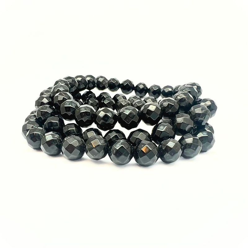 Onyx black, bracelet with faceted crystals 8 mm