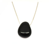 Obsidian svart halsband med silver eller guldpläterad kedja