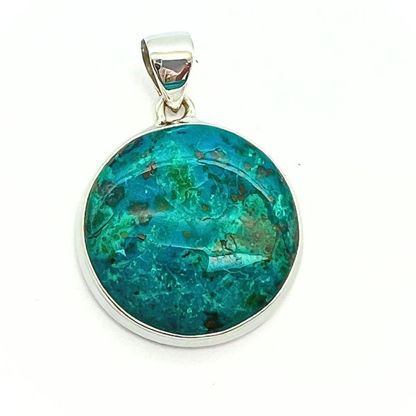 Chrysocolla, silver pendant in top class