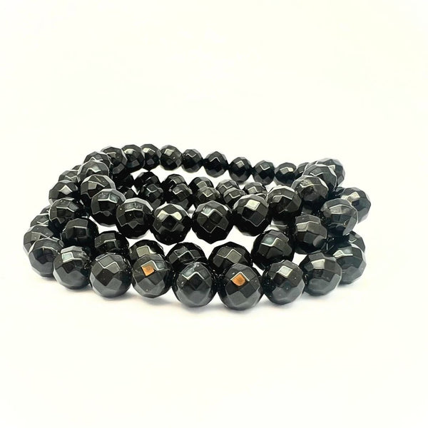 Onyx black, bracelet with faceted crystals 8 mm