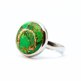 Turquoise round stone in sterling silver