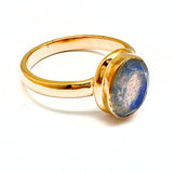 Labradorit fasettslipad oval i guldring