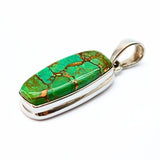 Turquoise green with copper, pendant in silver