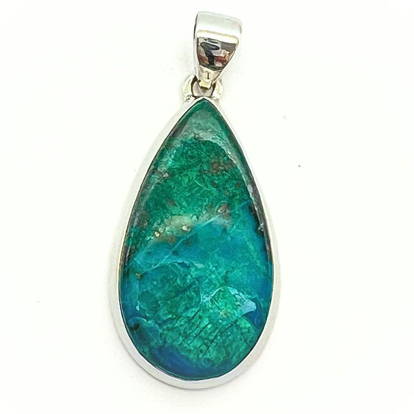 Chrysocolla, silver pendant in top class