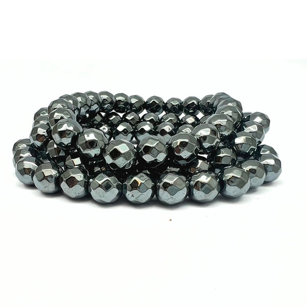 Hematite, bracelet with faceted crystals 8 mm