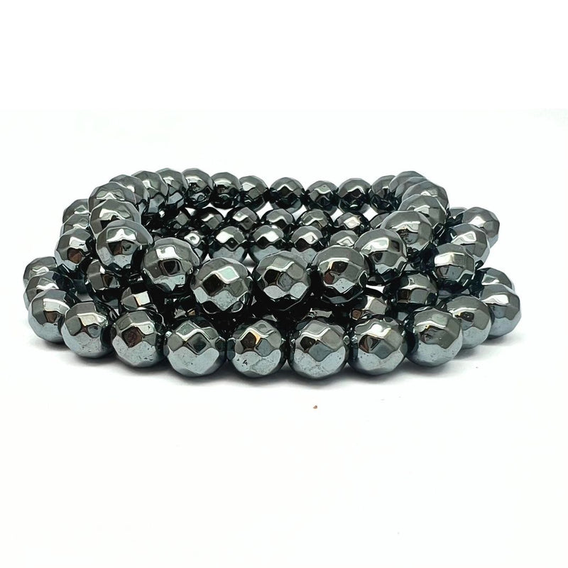 Hematite, bracelet with faceted crystals 8 mm