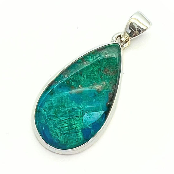 Chrysocolla, silver pendant in top class