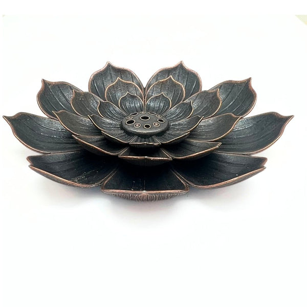 Rökelsehållare Lotus Mörk Oxiderad Mässing