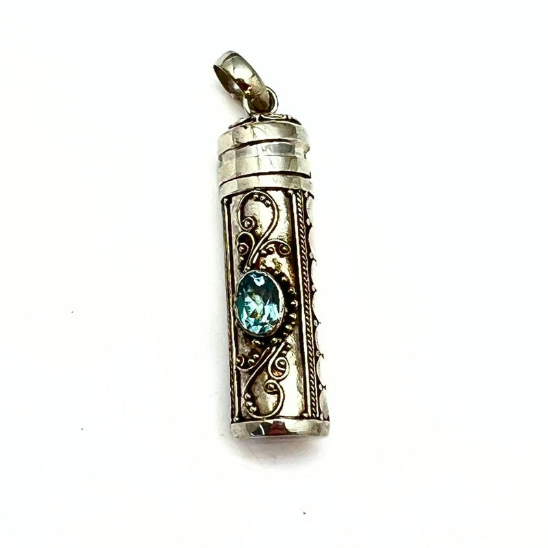 Prayer cylinder, pendant with amethyst