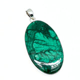 Malakit stor, oval, unik sten i silverhänge