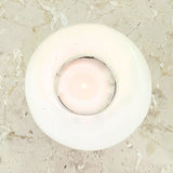 Ljuslykta, rund äggformad vit selenit