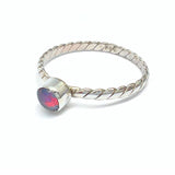 Opal ring oval genuine stone with twisted silver ring bag 31