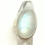 Rainbow pattern stone, smooth ring in sterling silver