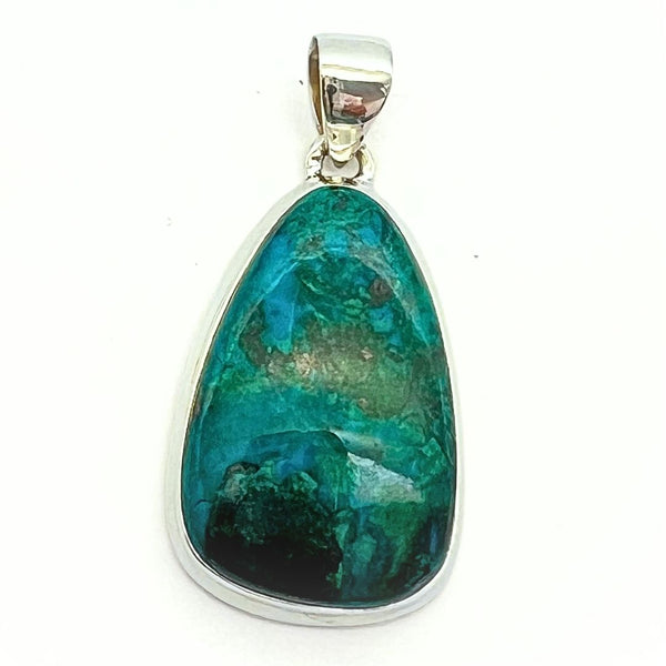 Chrysocolla, silver pendant in top class