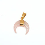 Rosenkvarts, hänge månskära med guldhållare