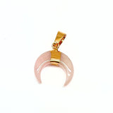 Rosenkvarts, hänge månskära med guldhållare