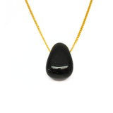 Obsidian svart halsband med silver eller guldpläterad kedja
