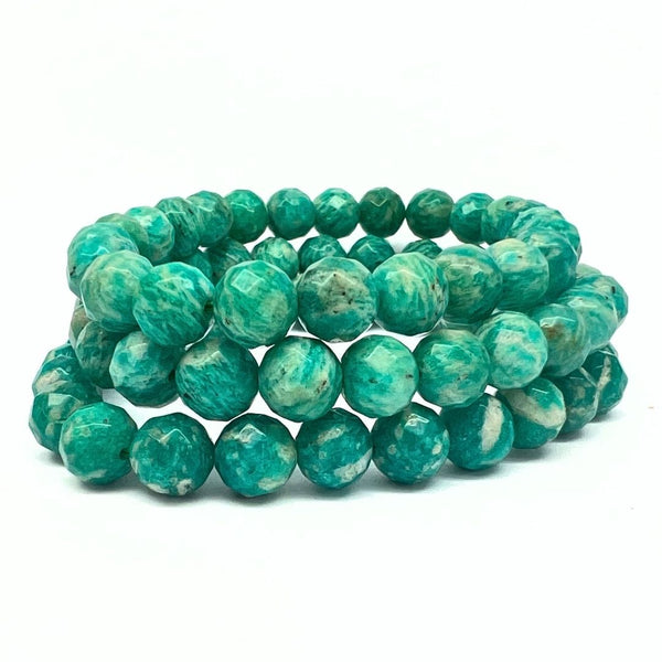 Amazonite, bracelet with faceted crystals 8 mm