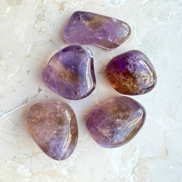 Ametrine, tumbled stone