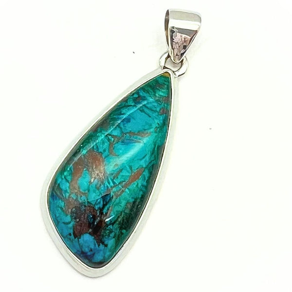 Chrysocolla, silver pendant in top class