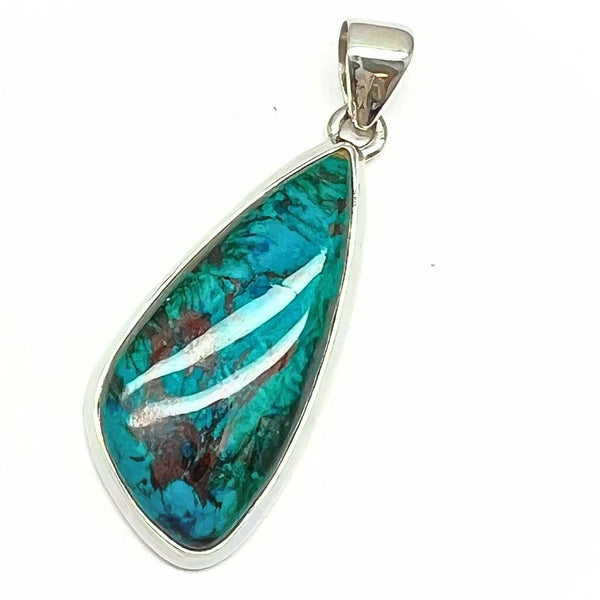 Chrysocolla, silver pendant in top class
