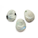 Rainbow moonstone, small tumbled pendant with hole