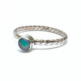 Opal ring oval genuine stone with twisted silver ring bag 31